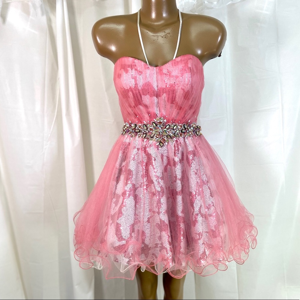 ALYCE Paris sweetheart Jeweled Mini Dress 6